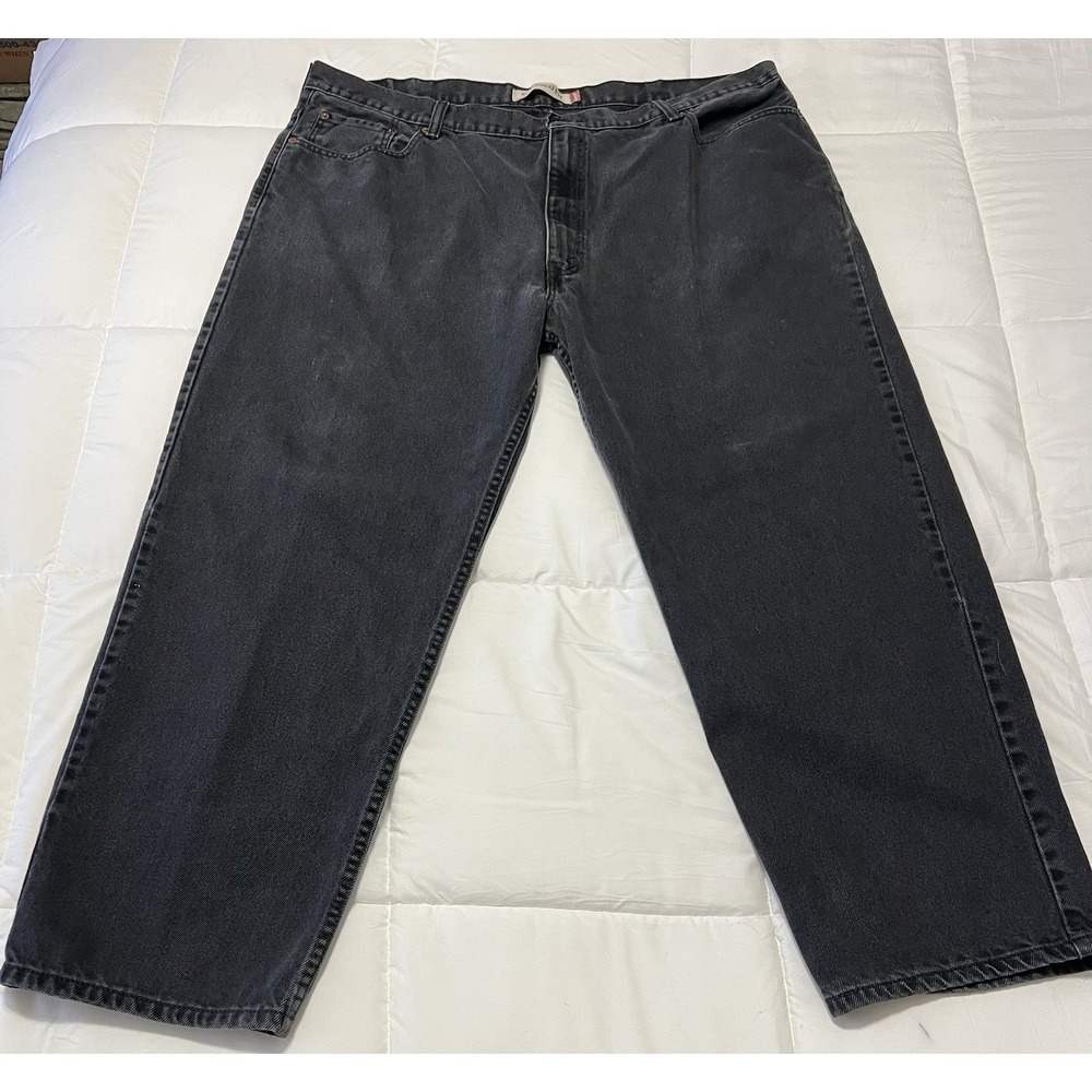 Levi's 550 Men's Relaxed Fit Jeans 46x30 Black 100% Cotton Straight Leg Denim